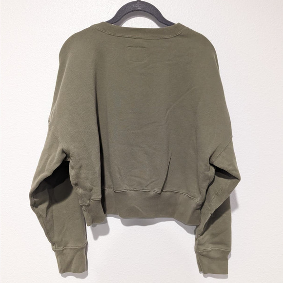 Abercrombie & Fitch Olive Green Spellout Cropped Sweatshirt - Picture 2 of 6